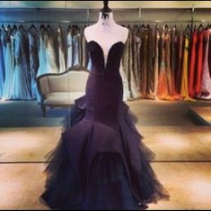 Strapless Mac Duggal Deep V Mermaid Gown